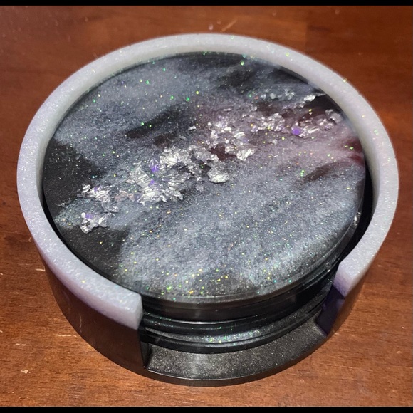 BeachTiff Black & Silver Resin Coaster Set - Picture 2 of 2